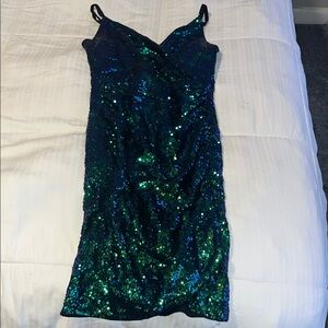 Grace Karin Sequin Mini Dress - Blue and Green
